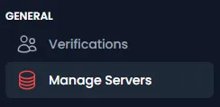 Image showing the Manage Servers tab selected