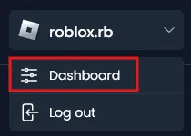 Drop down menu with a red box around the Dashboard item