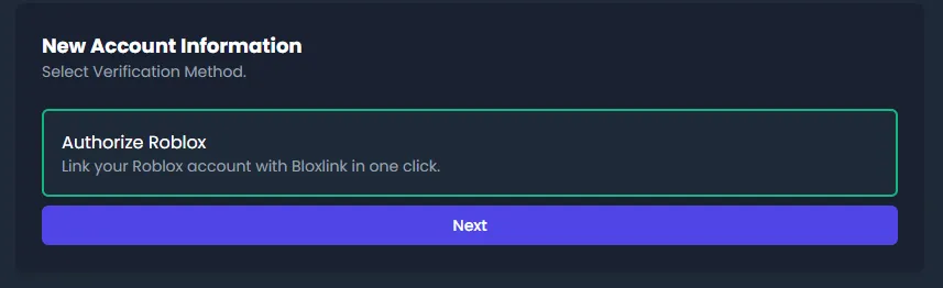 Screenshot of page with the next button to press, below the "Authorize Roblox" option